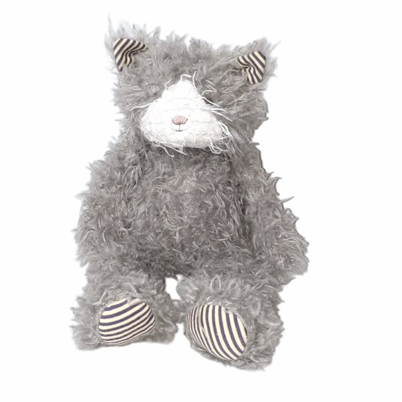 Bunnies By The Bay Shaggy Purrty Cat Gray Stuffed Plush BeanBag Toy 12" - Picture 1 of 6